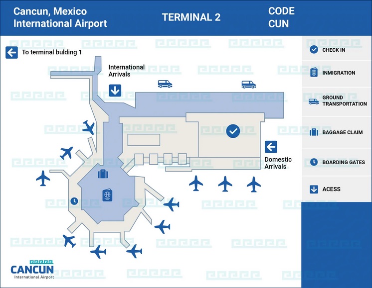 cancun airport terminal 2 map
